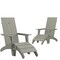 Flash Furniture Set of 2 Sawyer Modern All-Weather Poly Resin Wood Adirondack Chairs with Foot Resting Gray